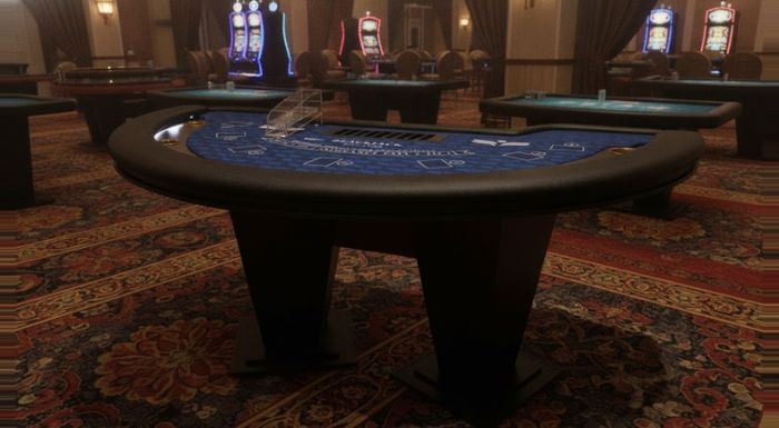Mesa de Black Jack e Caribbean Poker com Rack e LED Branco - BJ11
